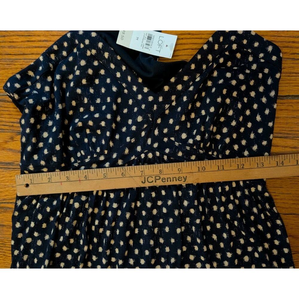 NWT LOFT Summer Black Beige Dress Women's Medium $50 - Picture 6 of 10